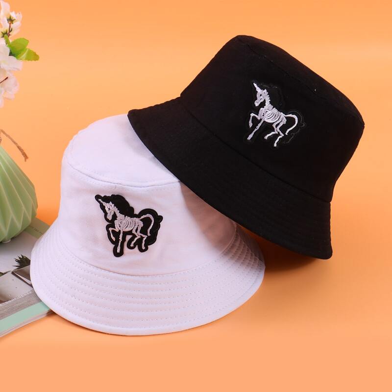 

Guys 2pcs Unicorn Bucket Hat, Black and white