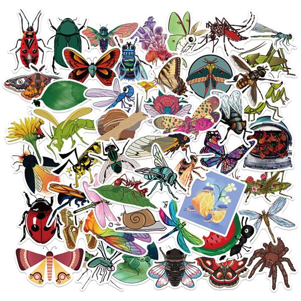 

50pcs Insect Pattern Sticker, Multicolor