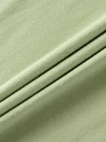 INAWLY Solid Drop Shoulder Crop Tee