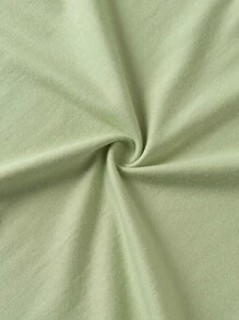 INAWLY Solid Drop Shoulder Crop Tee