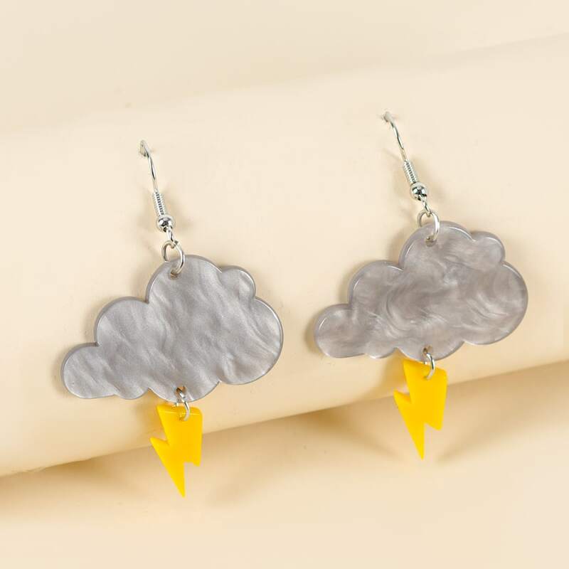 

Cloud & Lightning Drop Earrings, Multicolor
