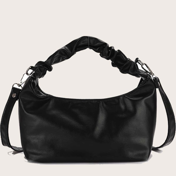 

Ruched Handle Shoulder Bag, Black