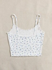 SHEIN EZwear Lettuce Trim Ditsy Floral Cami Top