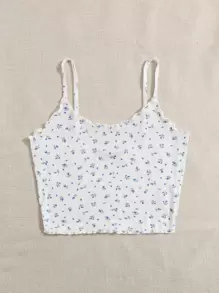 SHEIN EZwear Lettuce Trim Ditsy Floral Cami Top