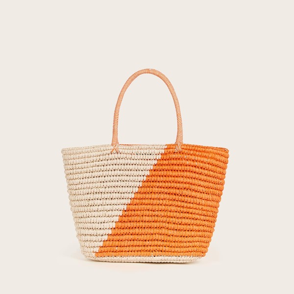 

Two Tone Straw Bag, Multicolor