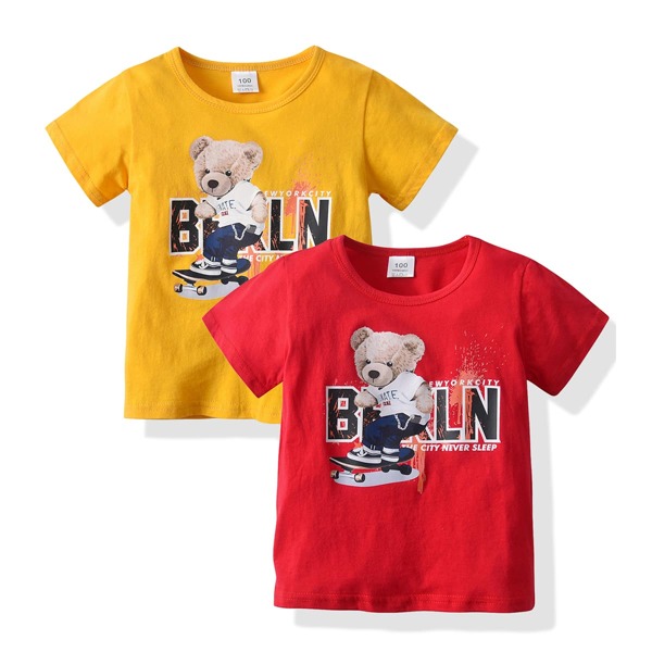 

Toddler Boys 2pcs Cartoon Bear Print Tee, Multicolor