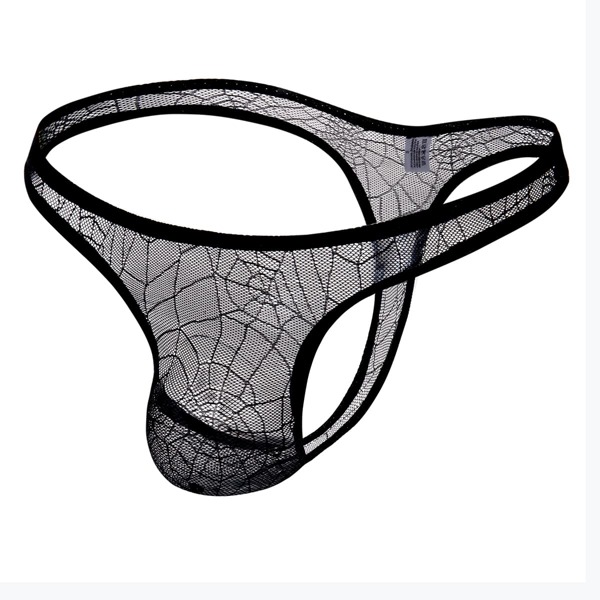 

Men Sheer Lace Solid Brief, Black
