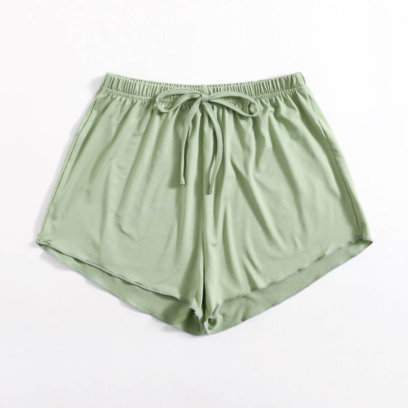 

Solid Tie Front Shorts, Mint green