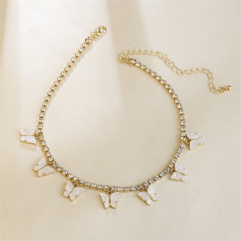 

Butterfly Rhinestone Choker, White
