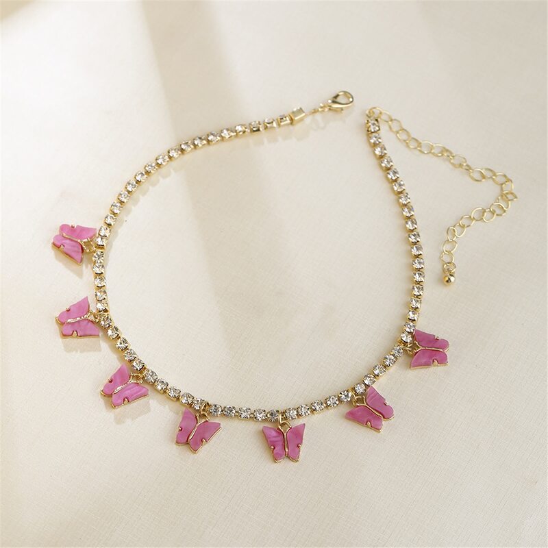 

Butterfly Rhinestone Choker, Hot pink