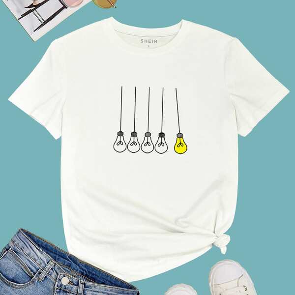 

Bulb Print Short Sleeve Tee, White