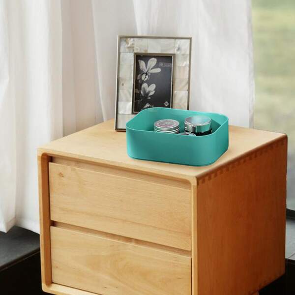 

1pc Solid Color Storage Box, Green