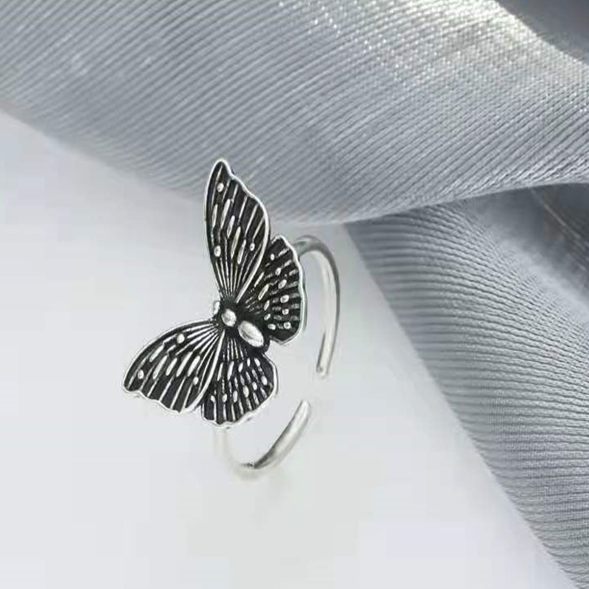 

Butterfly Cuff Ring, Antique silver
