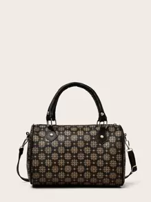 3pcs 3pack Allover Graphic Boston Bag Set - Brown - View 5