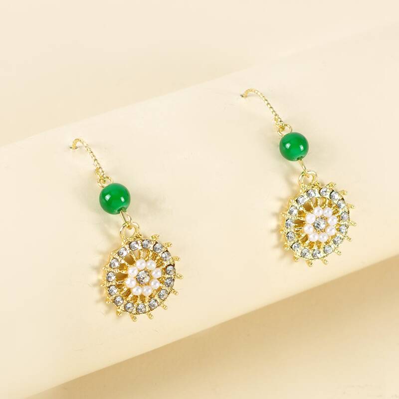 

Faux Pearl & Rhinestone Drop Earrings, Gold