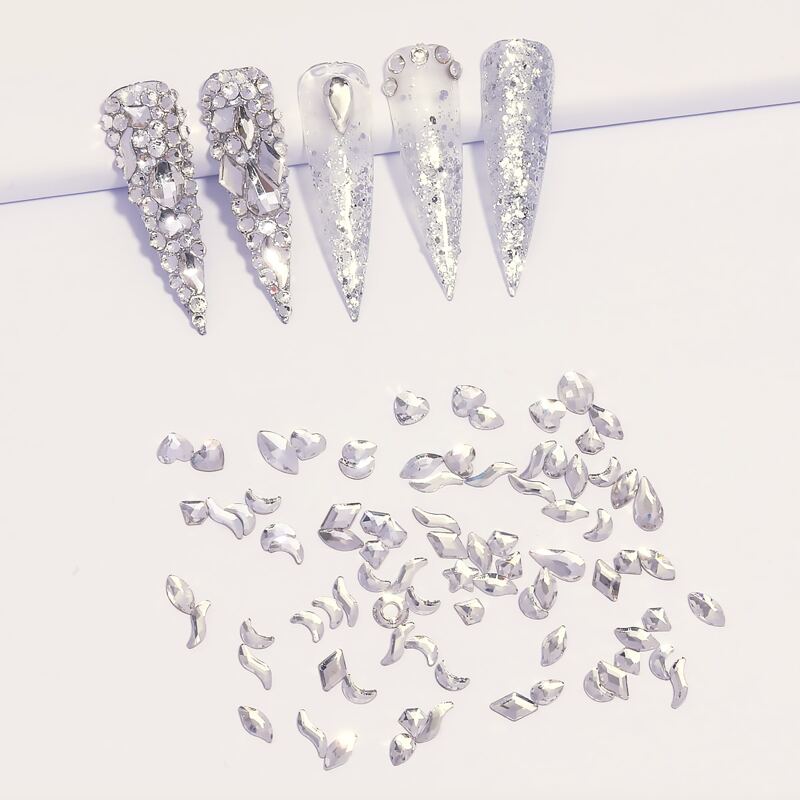 

100pcs Mix Shaped Rhinestone Nail Art Decoration, White
