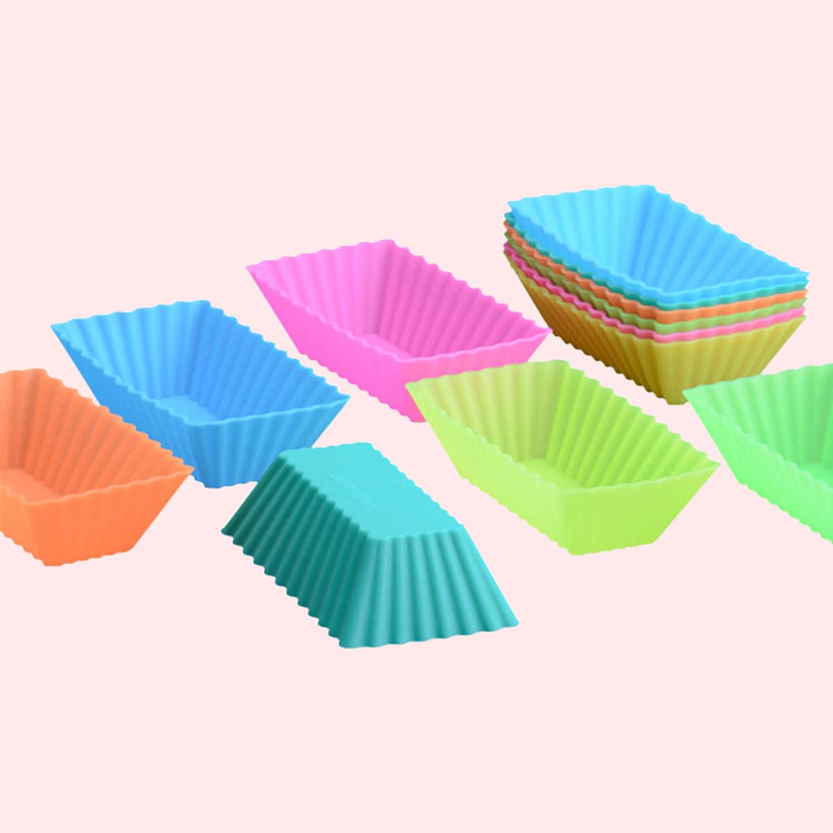 

10pcs Random Rectangle Cupcake Mold, Multicolor