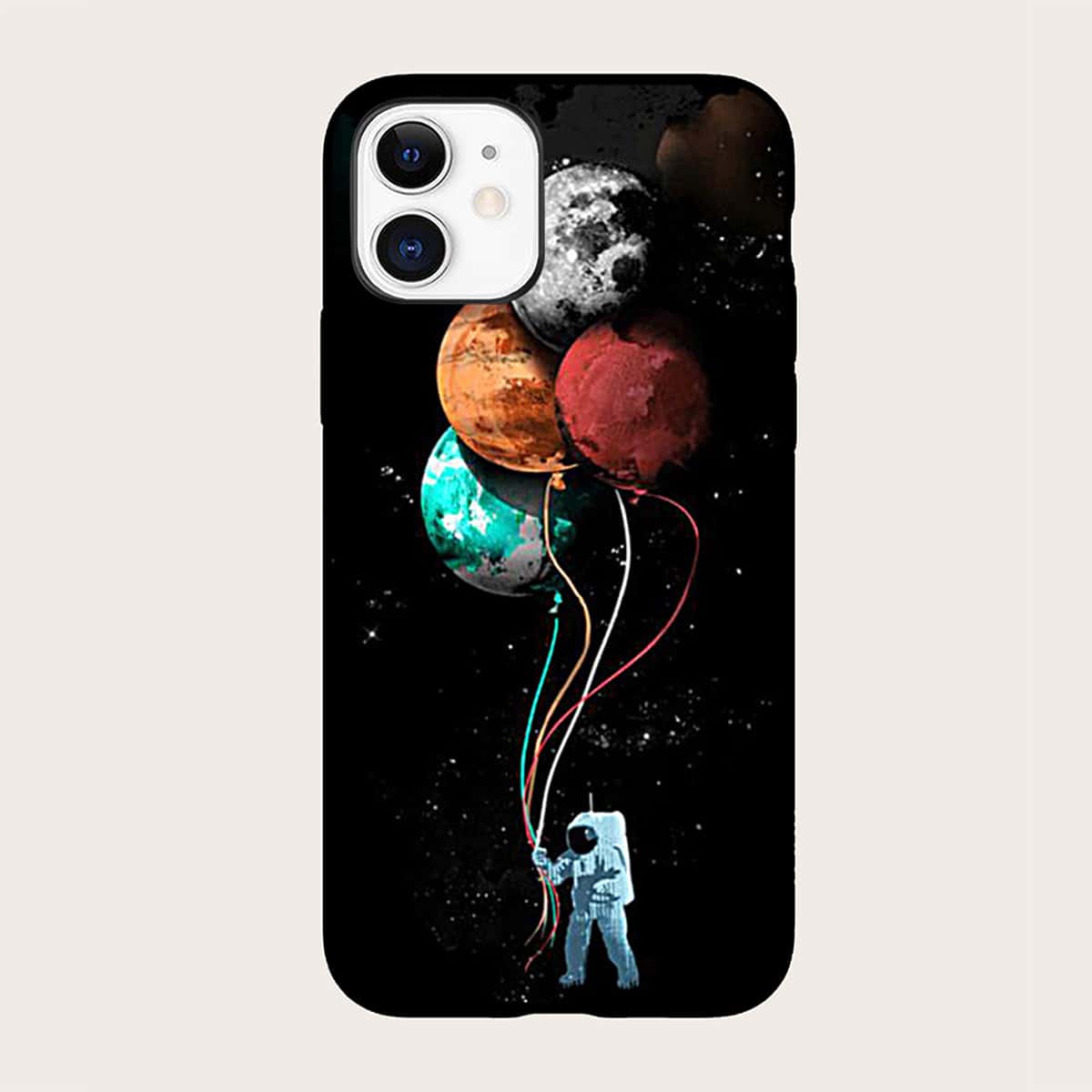

Astronaut & Balloon Print Phone Case, Multicolor