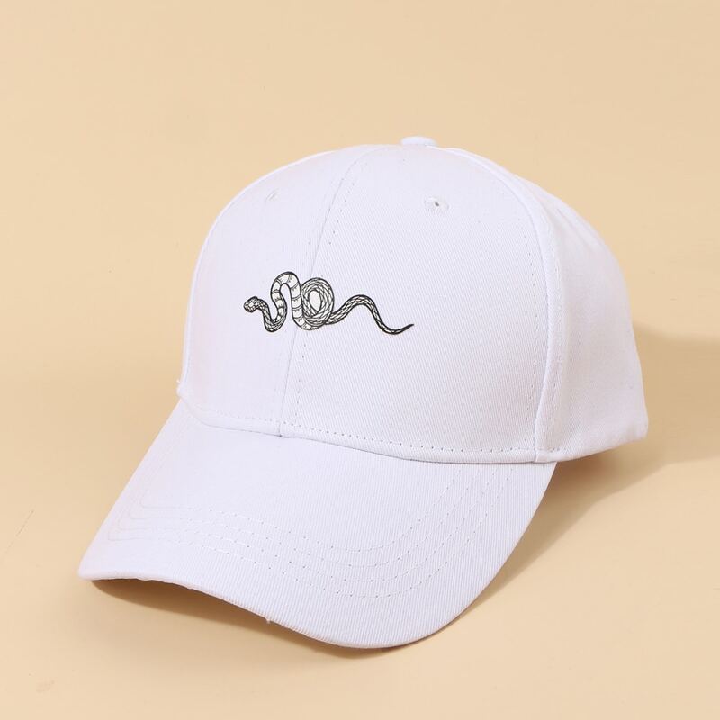 

Snake Print Baseball Cap, White