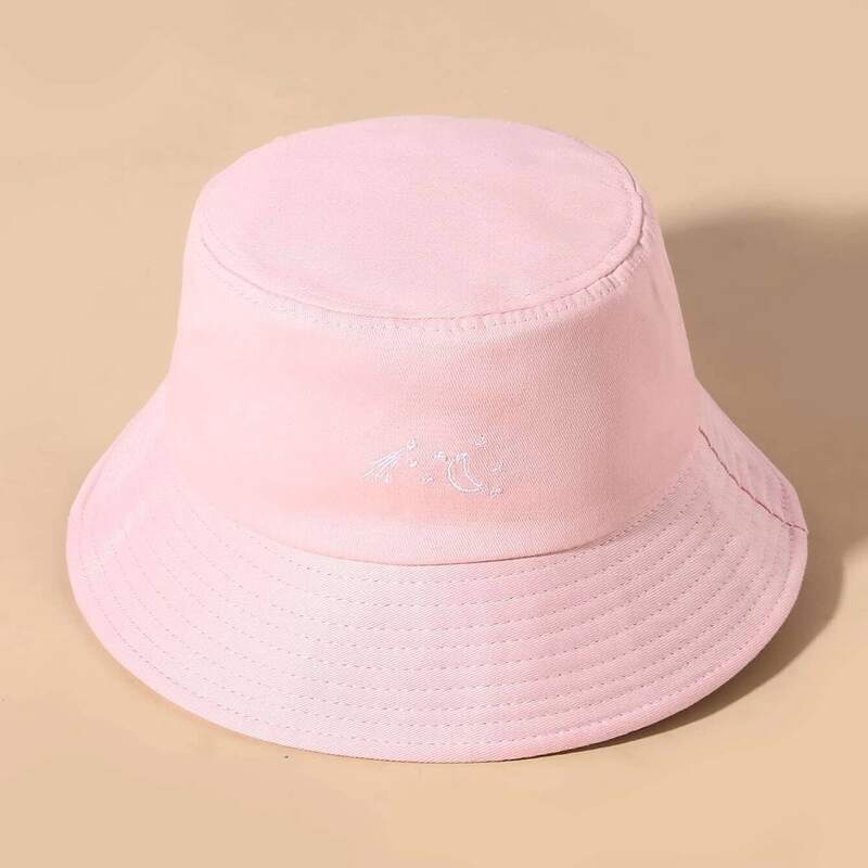 

Moon & Star Embroidery Bucket Hat, Pink