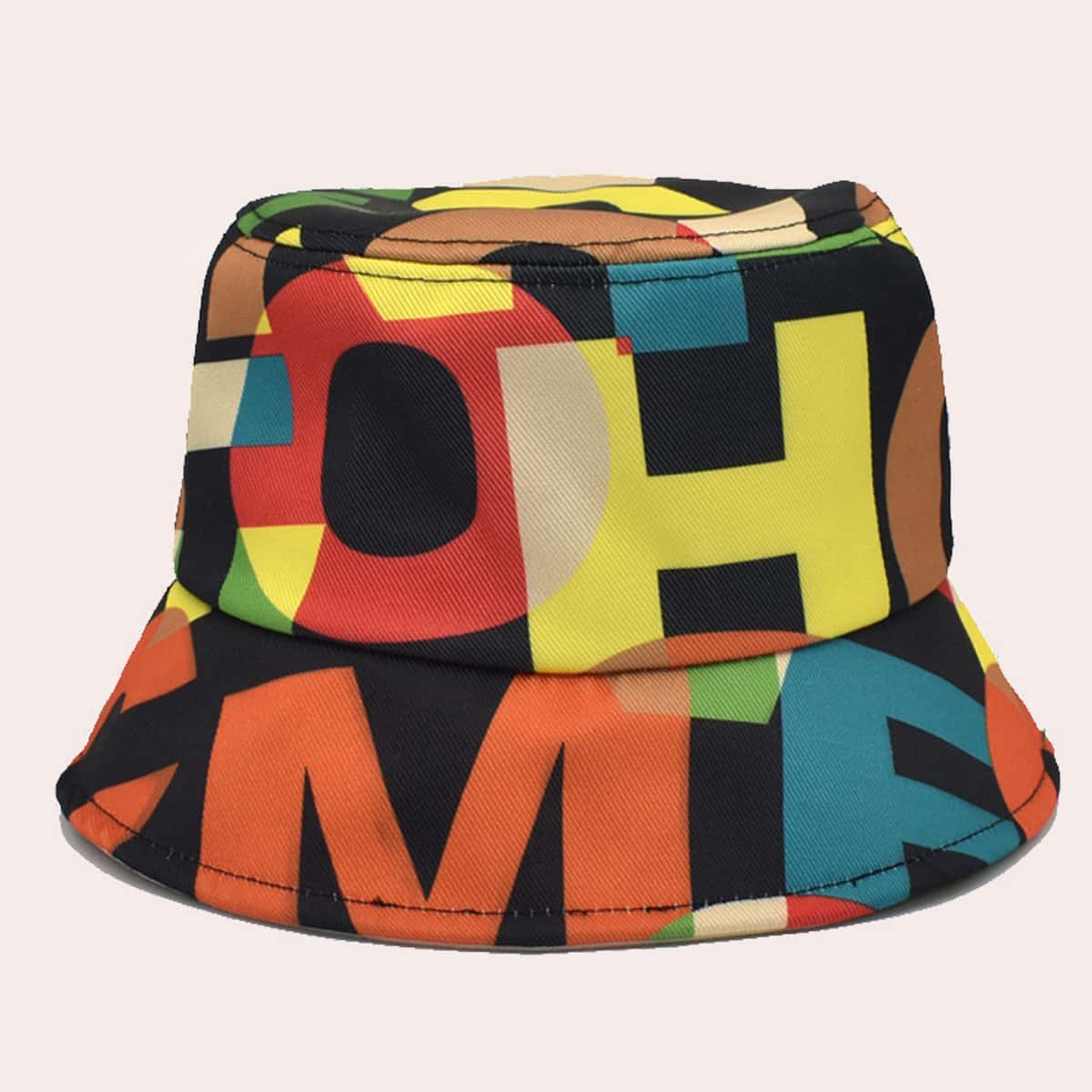

Letter Print Bucket Hat, Multicolor