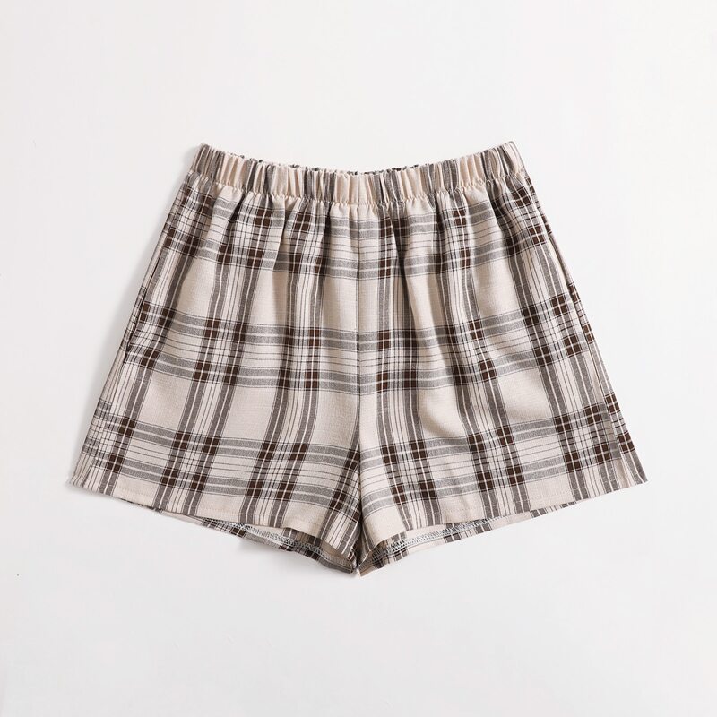 

Plaid Elastic Waist Shorts, Multicolor