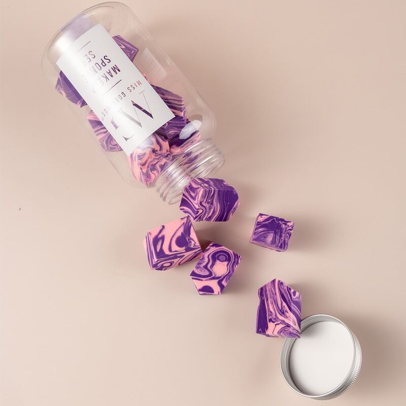 

12pcs Marble Pattern Makeup Sponge, Purple