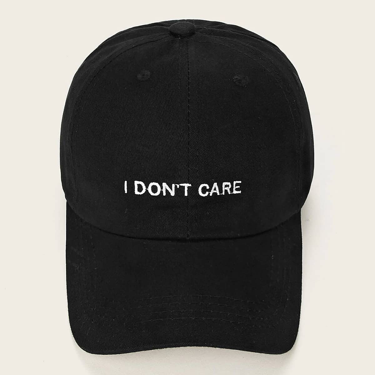 

Slogan Embroidery Baseball Cap, Black