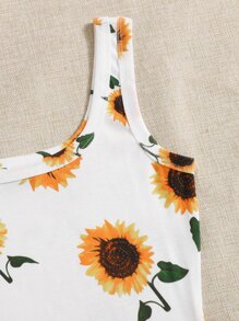 SHEIN Sunflower Print Dress - Multicolor - View 3
