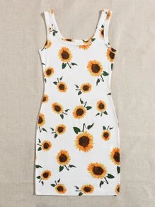 SHEIN Sunflower Print Dress - Multicolor - View 4