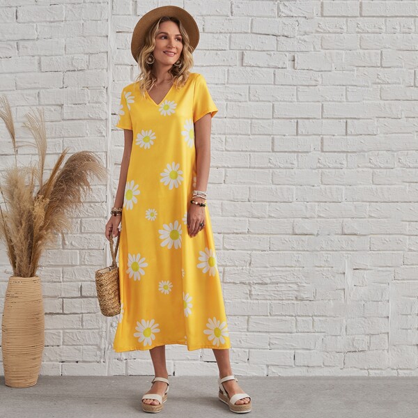 

Floral Print Tunic Dress, Yellow