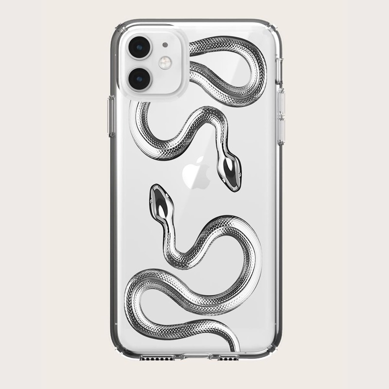 

Snake Print Phone Case, Silver
