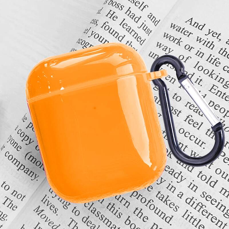 

Solid Clear Earphone Case For Airpods, Orange neon