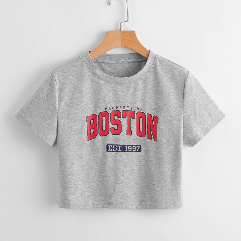 

Letter Crop Tee, Grey