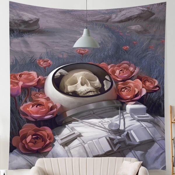 

Skull & Floral Pattern Tapestry, Multicolor