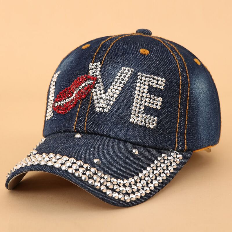 

Rhinestone Letter Baseball Cap, Blue