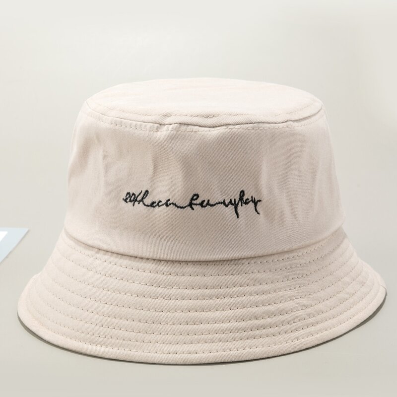 

Letter Embroidery Bucket Hat, Beige