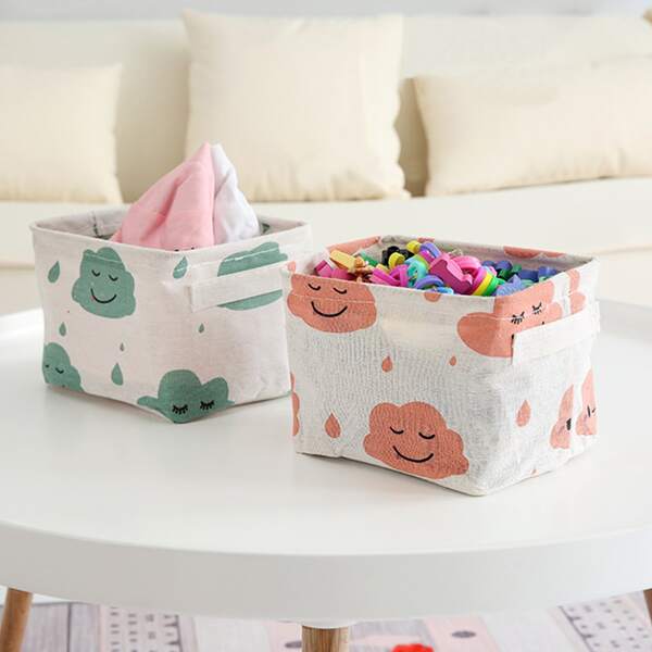

1pc Cloud Print Random Storage Basket, Multicolor
