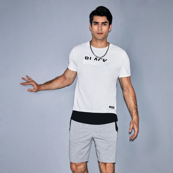 

Men Letter Graphic Patched Detail Tee, White