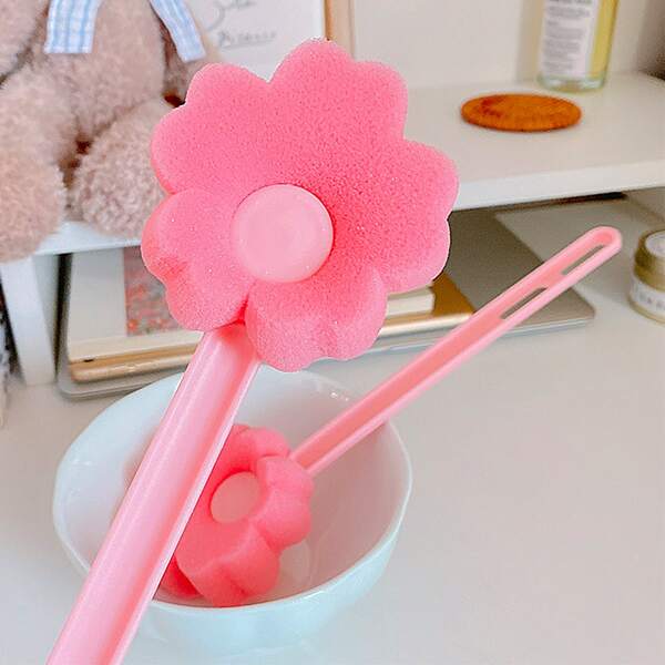 

1pc Flower Shaped Cleaning Sponge, Pink