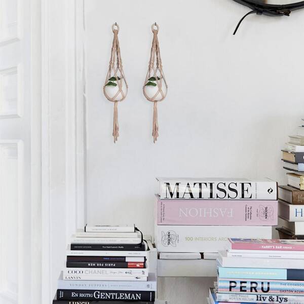

1pc Macrame Plant Hanger, Apricot