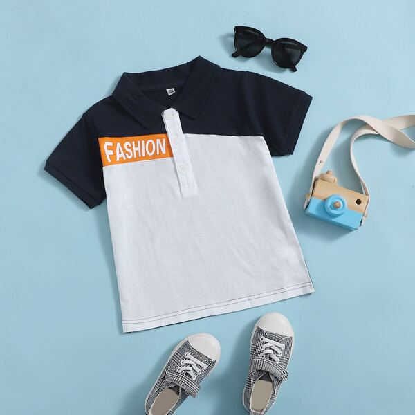 

Toddler Boys Letter And Color Block Polo Shirt, Multicolor