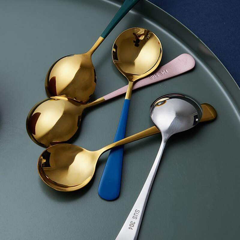 

1pc Random Stainless Steel Spoon, Multicolor