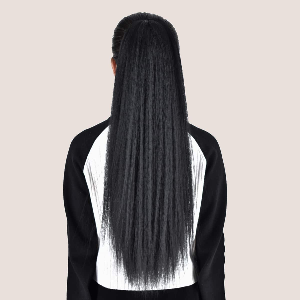 

Long Straight Shaggy Ponytail Hair Extension, Black