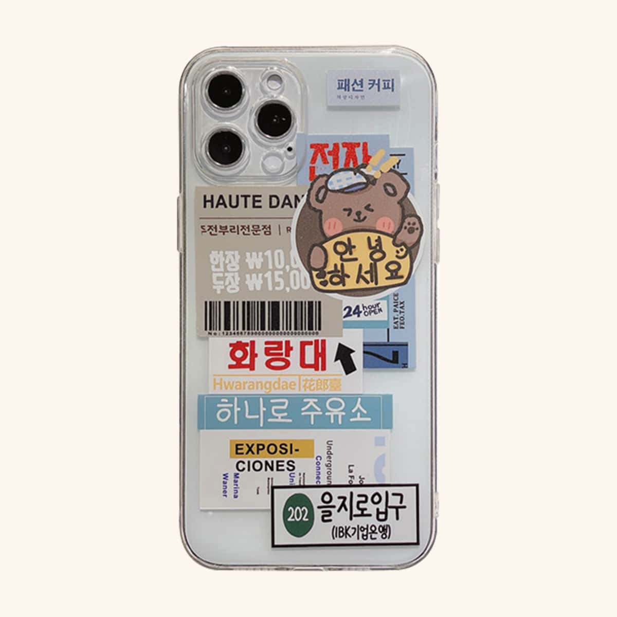 

Bear Print Clear Phone Case, Multicolor