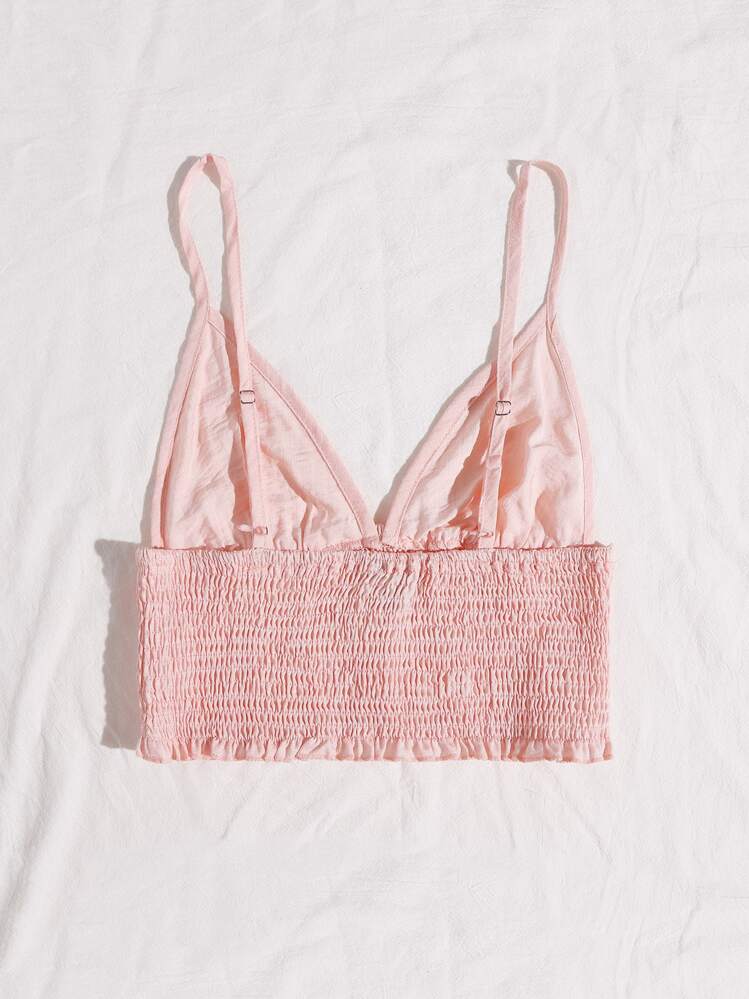 Solid Shirred Cami Top - Baby Pink - View 2