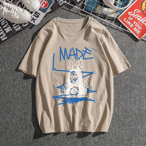 

Men Slogan & Graphic Print Tee, Khaki