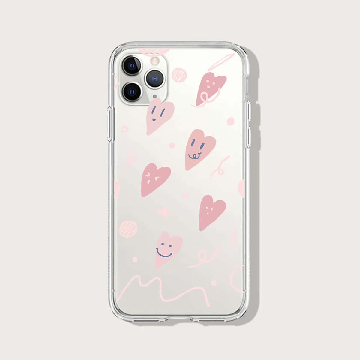 

Heart Print Clear Phone Case