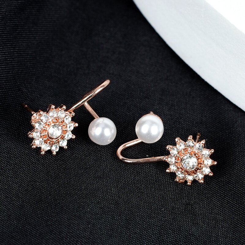 

1pair Rhinestone Decor Earrings, Rose gold