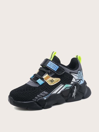 حذاء رياضي مكتنز محبوك بجرافيك عبارة صيني للاولاد